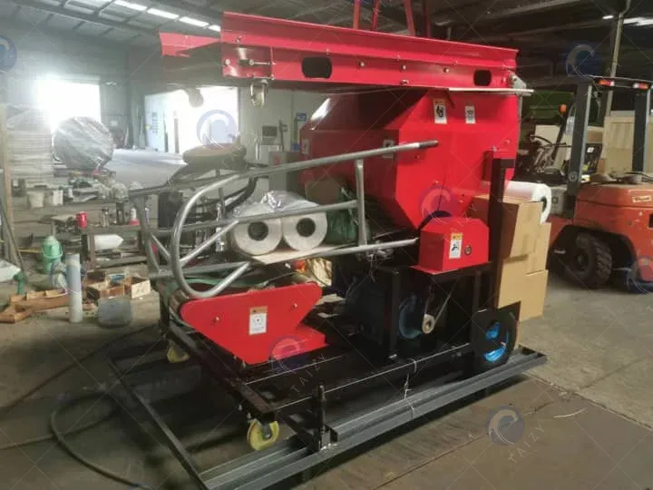 Baling and wrapping machine packing