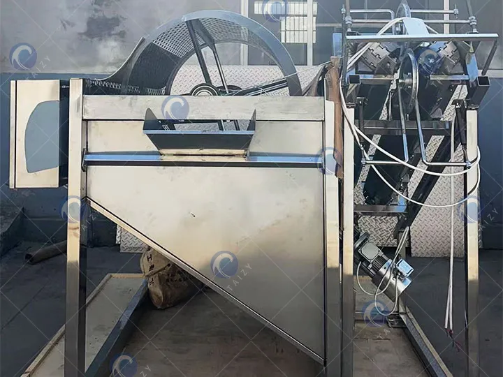 máquina automática de descascarillado de granos de cacao para paquete de madera