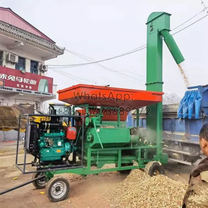 maize thresher machine working scene
