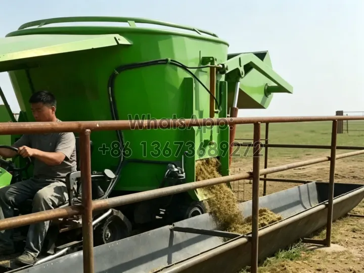 uniform silage feed distribution with spreader